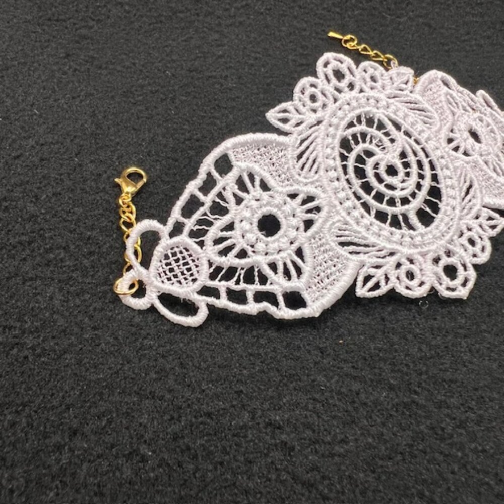 Homemade White Lace Bracelet With Gold Hardware - Picture 3 of 7